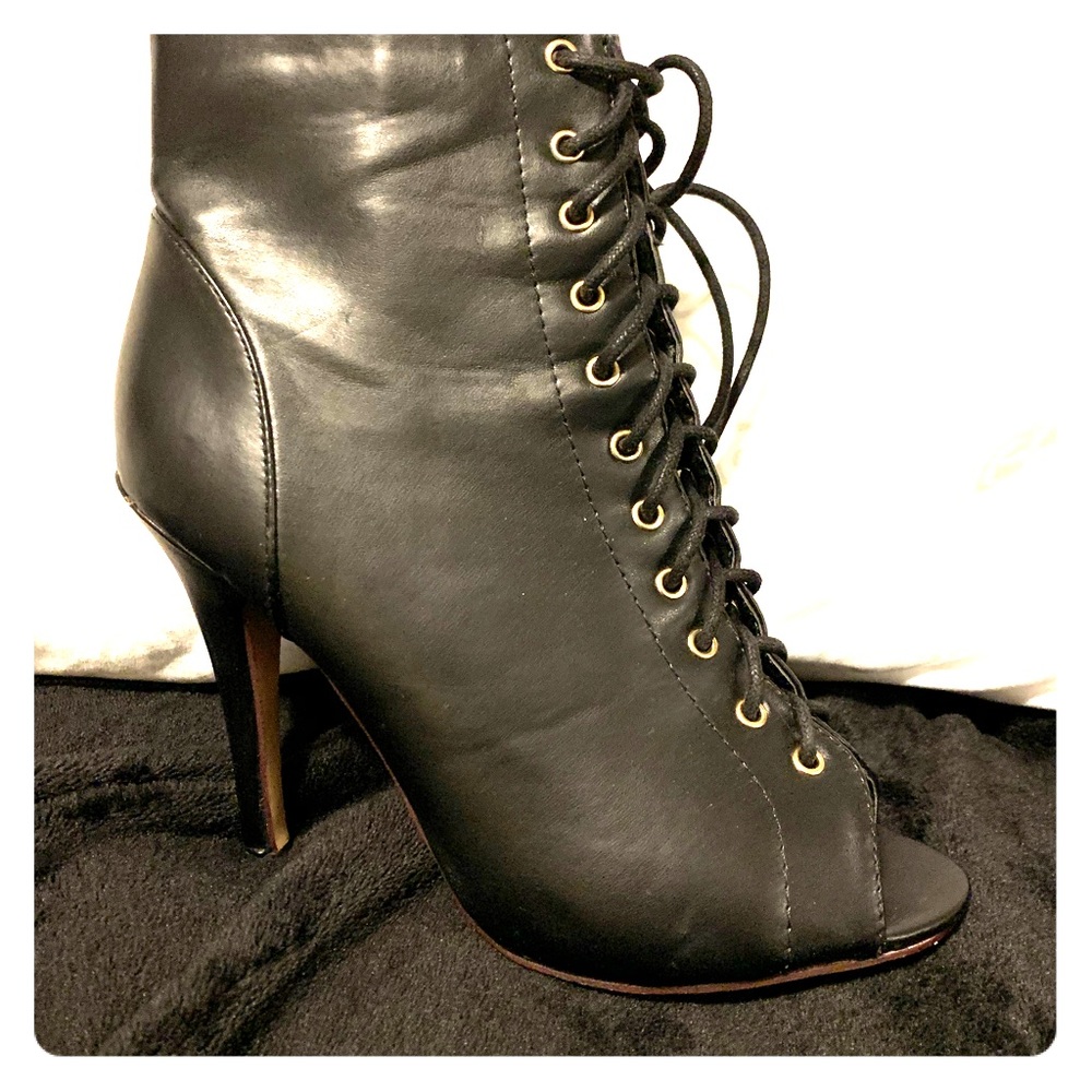 Black open toe booties